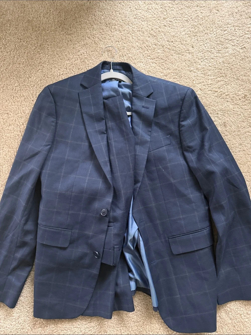 & Other Stories Navy Windowpane Two-Button Blazer